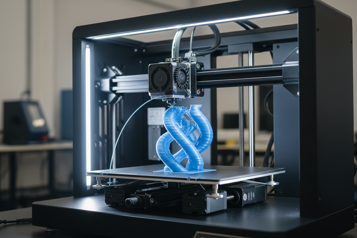 black 3d printer printing